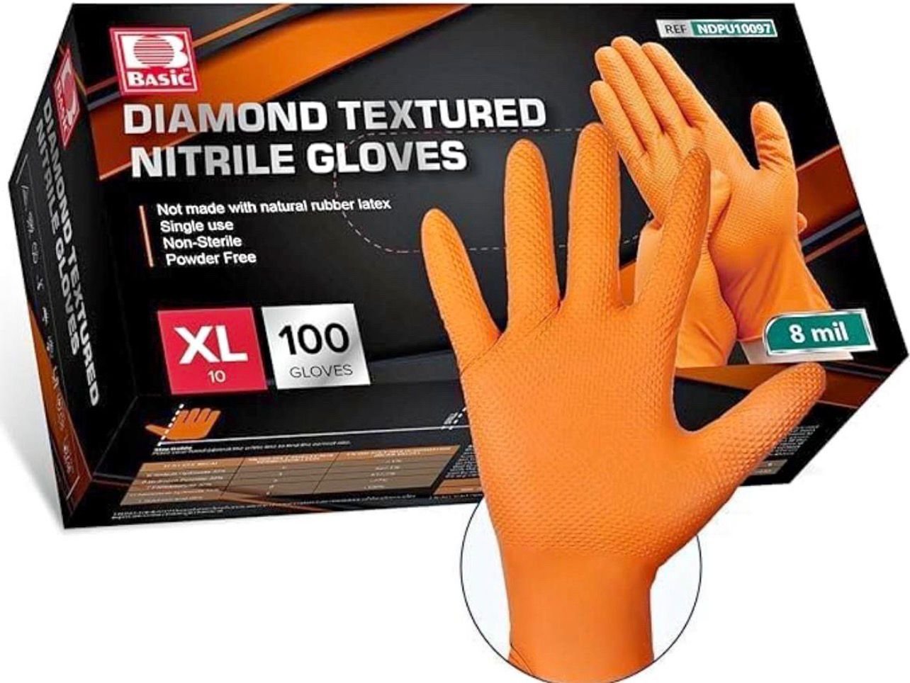 Basic Diamond textured nitrile gloves extra large